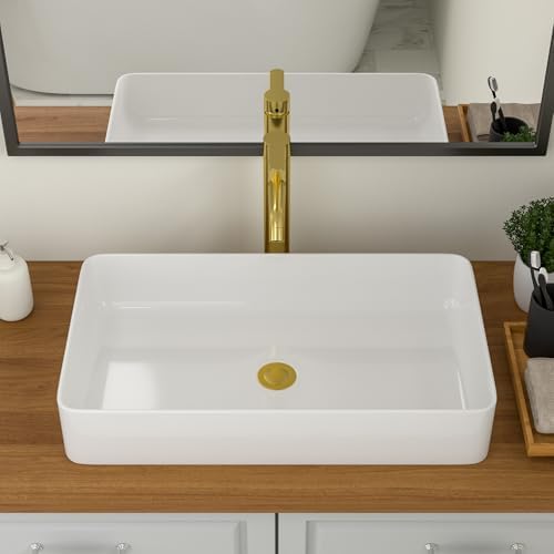 Logmey 24" Bathroom Sink Dorp in 24x14 Large White Vessel Sink by Logmey