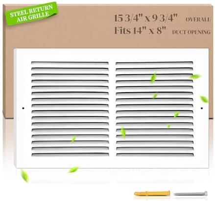 14x8 Steel Return Air Grille, HVAC Vent Cover Fits 14"W x 8"H Duct Opening by SmartSolutionsforHome