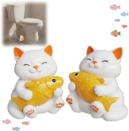 boeemi Ceramic Cat Toilet Bolt Covers Decorative, Tool-Free Install 2 Pack by boeemi