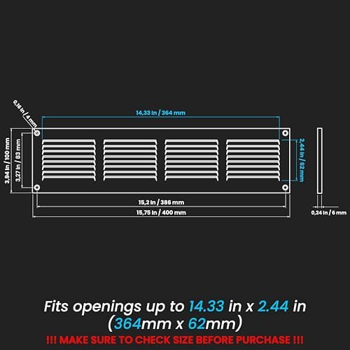 Repa Market Air Vent Cover 16x4 Inch Black Galvanized Steel Louvered Grill Cover - Image 2