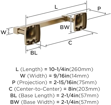 Amerock Stature 8" Golden Champagne Towel Bar - Image 3