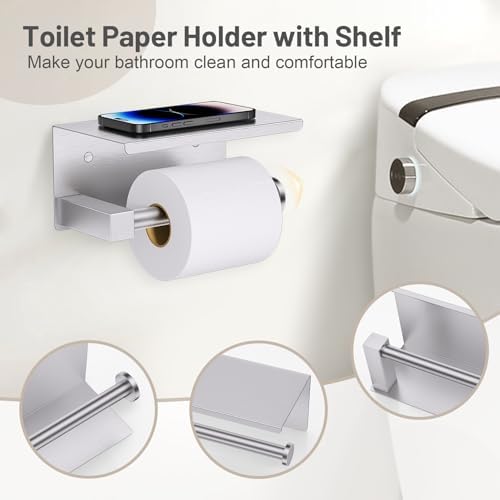 Lairuier Bathroom Hardware Set Brushed Nickel, Towel Holder Set Wall Mount - Image 3
