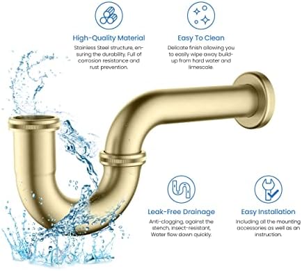 KIBI Bottle P-Trap for Bathroom Sink, 1.5-inch | Decorative Brass Waste Drain - Image 7