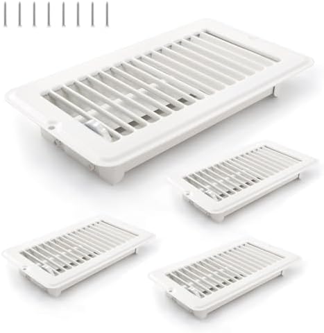 4" X 8" Floor Register 4 Pack White Floor Vent Covers Heavy Duty Floor Vent by SelNatural