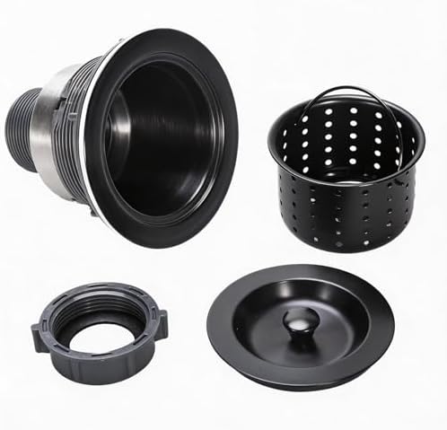 Kitchen Sink Drain 3-1/2 Inch Black Sink Drain Assembly Kit, Removable Deep - Image 2
