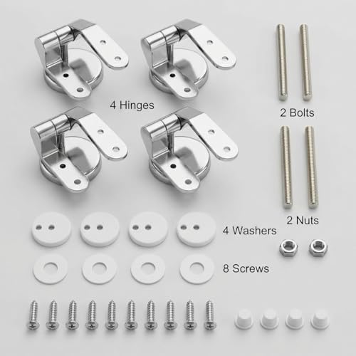 QWORK Toilet Seat Hinge Replacement Kit – Fits 110–150 mm Two-Hole Mounts - Image 5