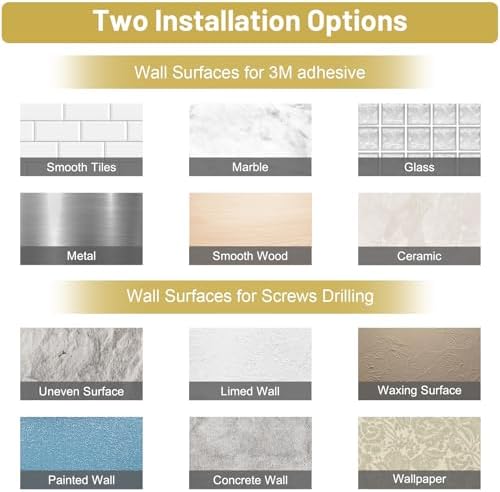 Lairuier Brushed Gold Bathroom Hardware Set, Adhesive or Screw Wall Mounted - Image 7