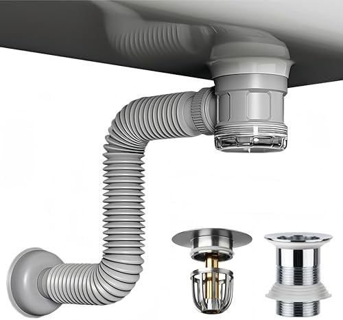 Bathroom Sink Drain Kit with Clear Bottle Trap and Flexible Water Seal Pipe by Unknown