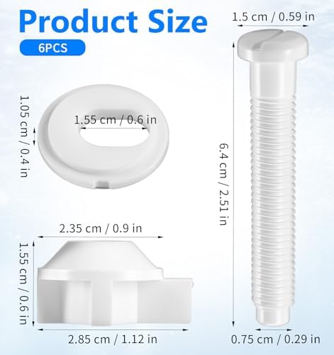 6 Pcs Toilet Seat Screws Replacement Kit, Plastic Toilet Seat Bolt and Nut - Image 2