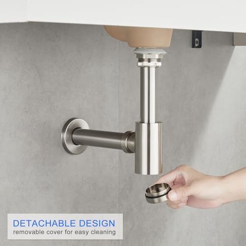 1-1/4" Solid Brass Bottle Trap Pop-Up Sink Drain Kit Brushed Nickel - Image 3