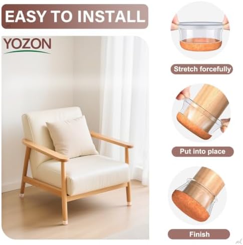 YOZON Chair Leg Floor Protectors Silicone Caps Felt Furniture Pads Covers - Image 5