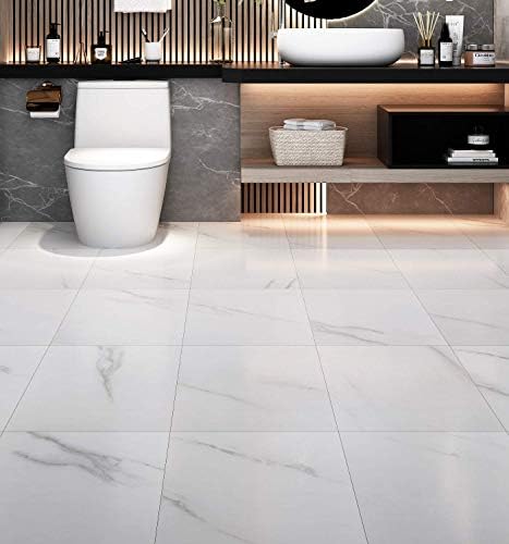 Livelynine Peel and Stick Floor Tile Stickers Waterproof Vinyl Flooring White by Livelynine