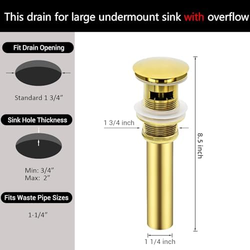 Bathroom Sink Drain with Overflow - Image 4