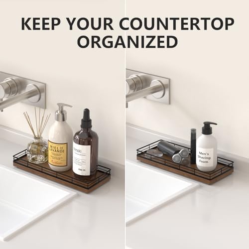Bathroom Tray for Counter Top Organizer, Oak Wood Vanity Tray - Image 2