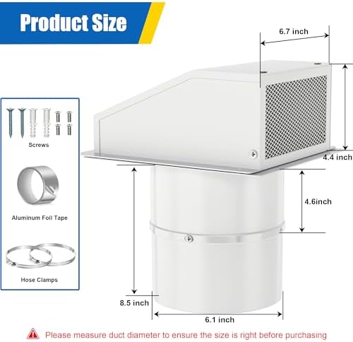 12 Inch Wall Vent Hood Exhaust Vent Cap Dryer Vent Cover - Image 2