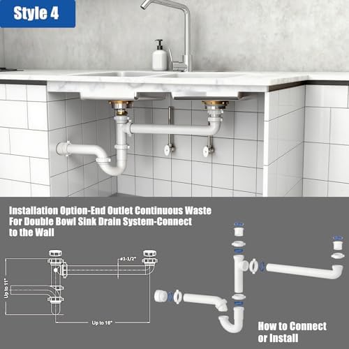 （1 Pack） Yariwiz 1-1/2 inch White Kitchen Sink Drain Kit - Image 4