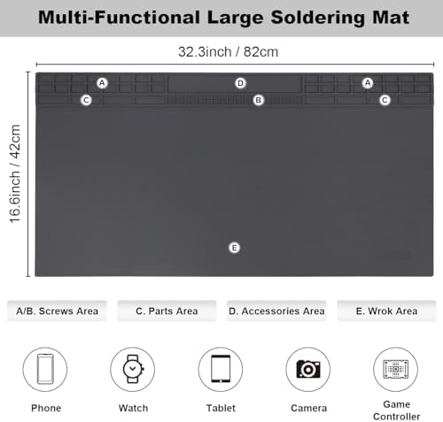32.3" x 16.6" Premium Extra Large Silicone Soldering Mat, 932°F Heat Resistant - Image 2