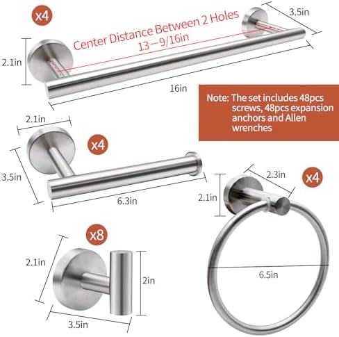 20pcs Brushed Nickel Bathroom Hardware Set - Image 6