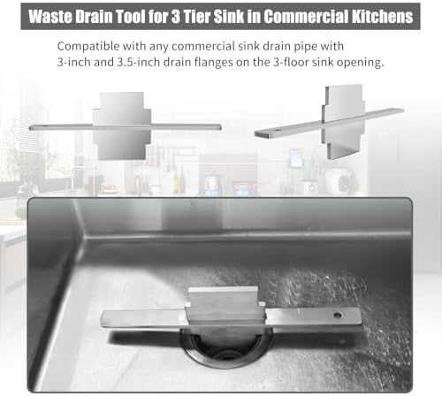 Waste Drain Tool for 3 Tier Sink in Commercial Kitchens（Stainless Steel) - Image 6