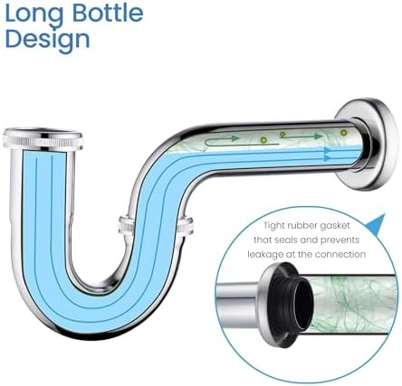 KIBI 1.5" Bottle P-Trap for Bathroom Sink – Decorative Solid Brass Drain Pipe - Image 4