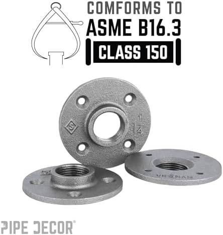 PIPE DECOR 1-1/4" Malleable Iron Floor Flange 4 Pack, Industrial Steel Grey - Image 2