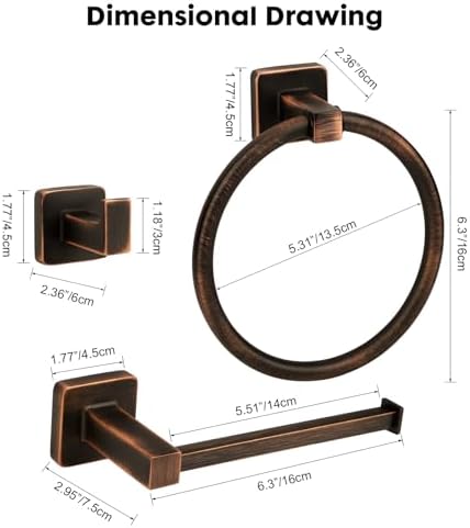 4 Pieces Oil Rubbed Bronze Bathroom Hardware Accessories, Include Hand Towel - Image 7