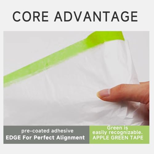 Pre-Taped Masking Film, Transparent Paint Protection Plastic Sheeting - Image 3