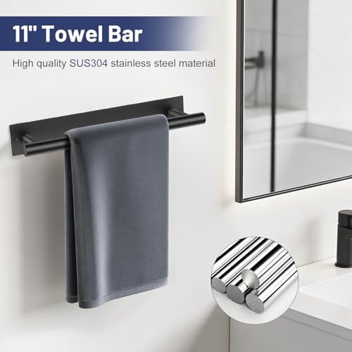 Lairuier Matte Black Bathroom Hardware Set, Adhesive or Screw Wall Mounted - Image 3