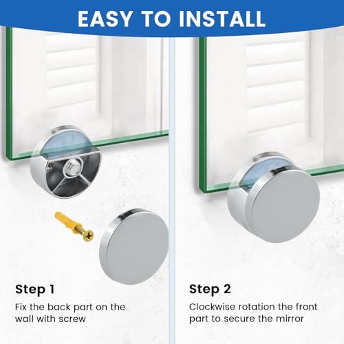 8 Pack Frameless Mirror Mounting Hardware Kit, Zinc Alloy Mirror Holders - Image 5