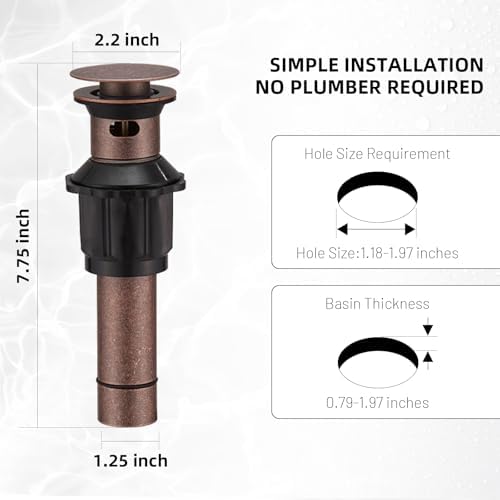 Pop Up Bathroom Sink Drain Assembly - Image 5