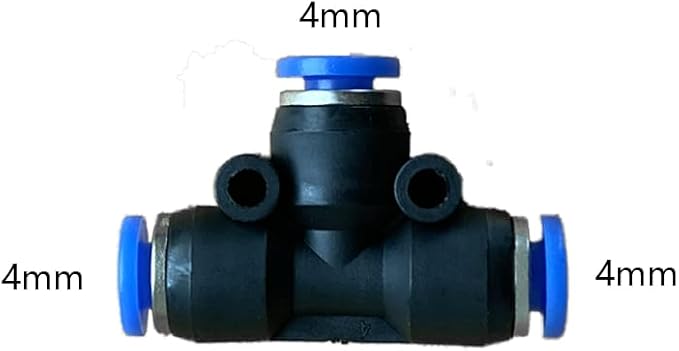 5 Pcs 4mm x 4mm x 4mm Pneumatic T Shaped 3 Way Tube Reducer Connector, Quick - Image 2