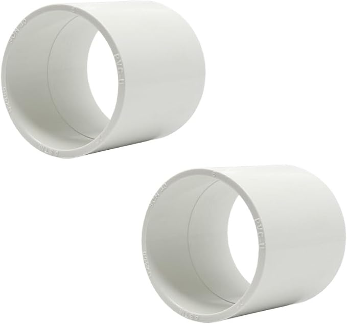 2PCS 1-1/2 Inch White PVC Pipe Coupling Adapter Pipe Fittings Slip Socket by HayEastdor
