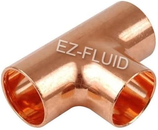 EZ-FLUID 3" Copper Tee, C X C LF Sweat Solder Tee, Pressure Copper Fittings by EZ-FLUIDPlumbingProducts