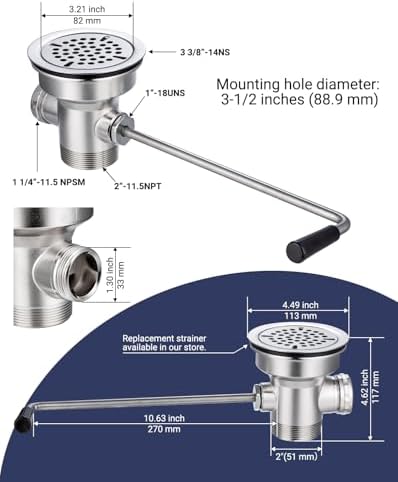3-1/2" Commercial Sink Drain - Image 4