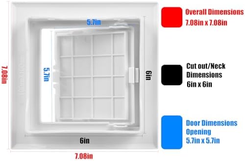 6x6 inch Plastic Access Panel for Drywall Ceiling Reinforced Plumbing Wall - Image 2