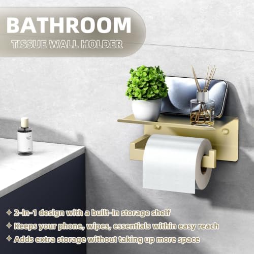 APLusee Brushed Gold Toilet Paper Holder - Image 3