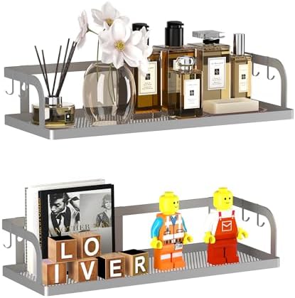PUSDON 2-Pack Wide Hollowout Shower Caddy & Spice Rack, Wall Mount Bathroom by PUSDON