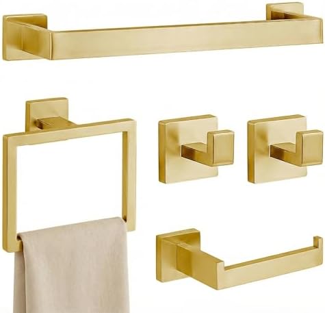 5-Piece Brushed Gold Bathroom Accessory Set, 16 Inch Bathroom Hardware Set by Unknown
