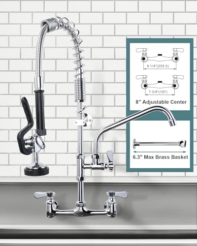 ALEASHA 25" Commercial Sink Faucet Wall Mount - Image 2