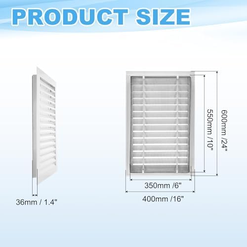 PATIKIL 24 x 16 Inch Gable Vent, 14 x 22 Inch Duct Opening Size - Image 2