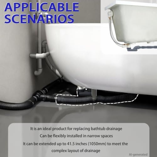Low Profile 1 1/2 "P Trap Tub Drain Pipe, Flexible Low Profile Shower Drain - Image 7