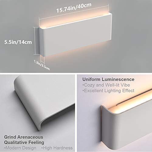 Aipsun 15.75in Matte White Modern Vanity Light Up and Down LED Vanity Light - Image 6