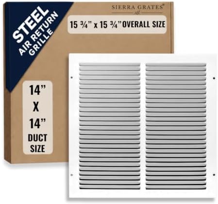 14x14 Air Return Vent Cover, Solid Steel White, 8 Pack - Image 2