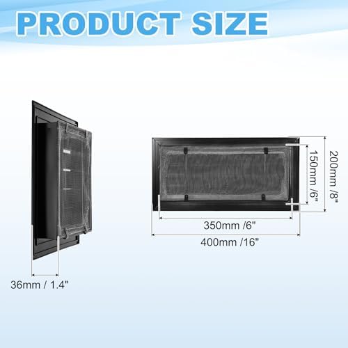 PATIKIL 8 x 16 Inch Gable Vent, 14 x 6 Inch Duct Opening Size - Image 2