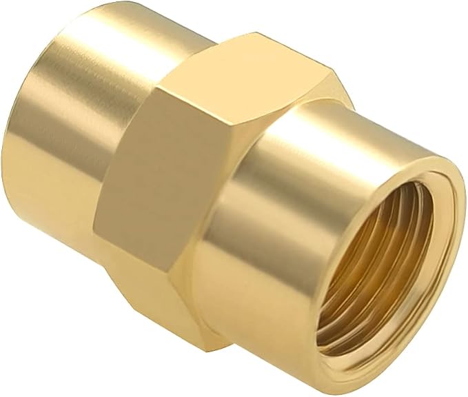 Hooshing 10PCS Brass Coupling Pipe Fitting, 1/8" x 1/8" NPT Female Coupler - Image 6