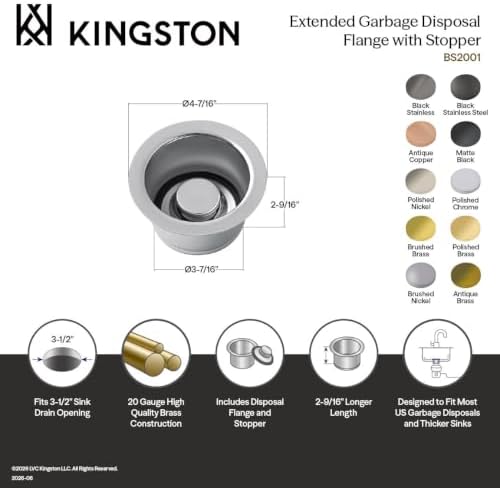 Kingston Brass BS2002 Made to Match Extended Disposal Flange, Polished Brass - Image 3