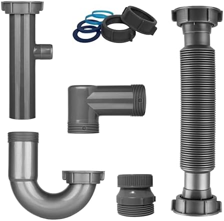 Universal 1-1/4" & 1-1/2" P Trap Drain Kit, Flexible PP U-Bend Plumbing Pipe by COLDDD