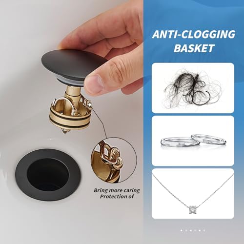 BWE Pop-Up Bathroom Sink Drain, - Image 5