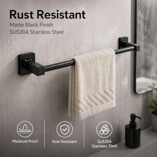 Matte Black Bathroom Hardware Set 4 Pieces, Bathroom Accessories Set Stainless - Image 3