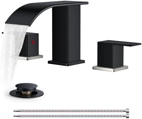 FORIOUS Bathroom Faucet Waterfall 3 Hole 8 Inch Black and Brushed Nickel by FORIOUS